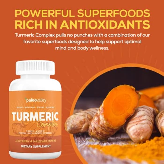 Paleovalley - Organic Turmeric Complex - Full Spectrum Organic Turmeric with Health-Supportive Superfoods - 56 Vegetarian Capsules - Support Joints, Immunity, Brain and Heart Health - Image 5