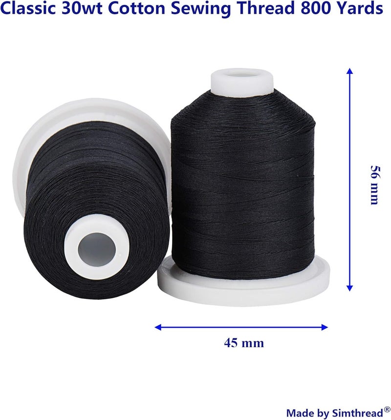 simthread 100% Cotton Thread for Quilting Sewing Embroidery Appliqué Piecing (Black) - Image 2