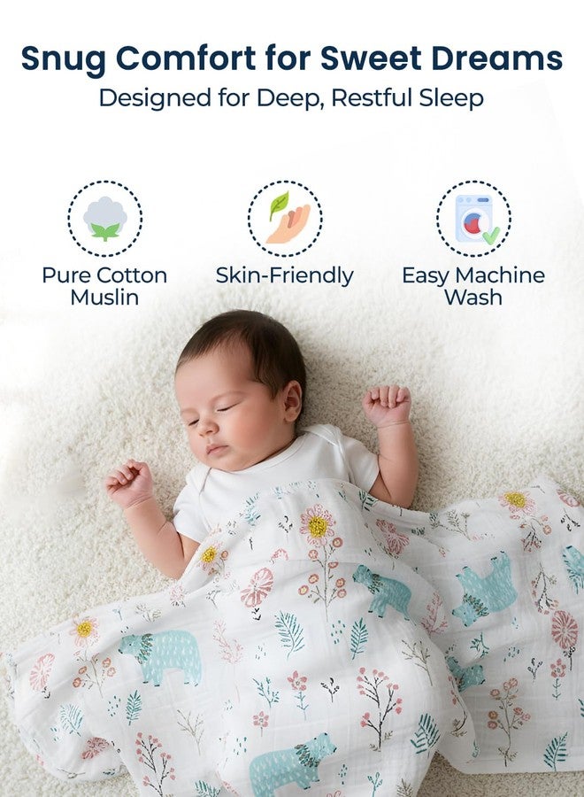 POLKA TOTS 100% Cotton Premium Malmal Swaddle | Muslin Baby Wrap for New Born Babies | Receiving Swaddles | Soft & Breathable Muslin Clothes for Baby Swaddling (Flamingo & Bear Print, Pack of 2) - Image 4