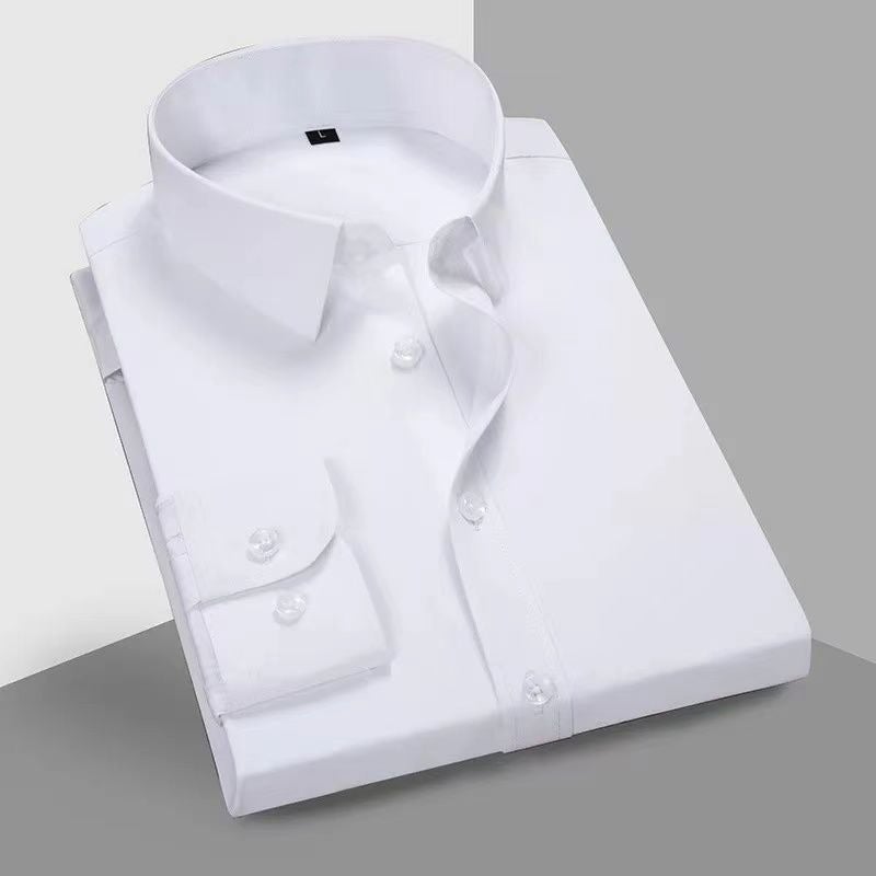 Long-Sleeved Shirt For Work Men'S Solid Color Overalls White Shirt Overalls Korean Style Business Casual Trendy Simple Formal Suit - Image 1