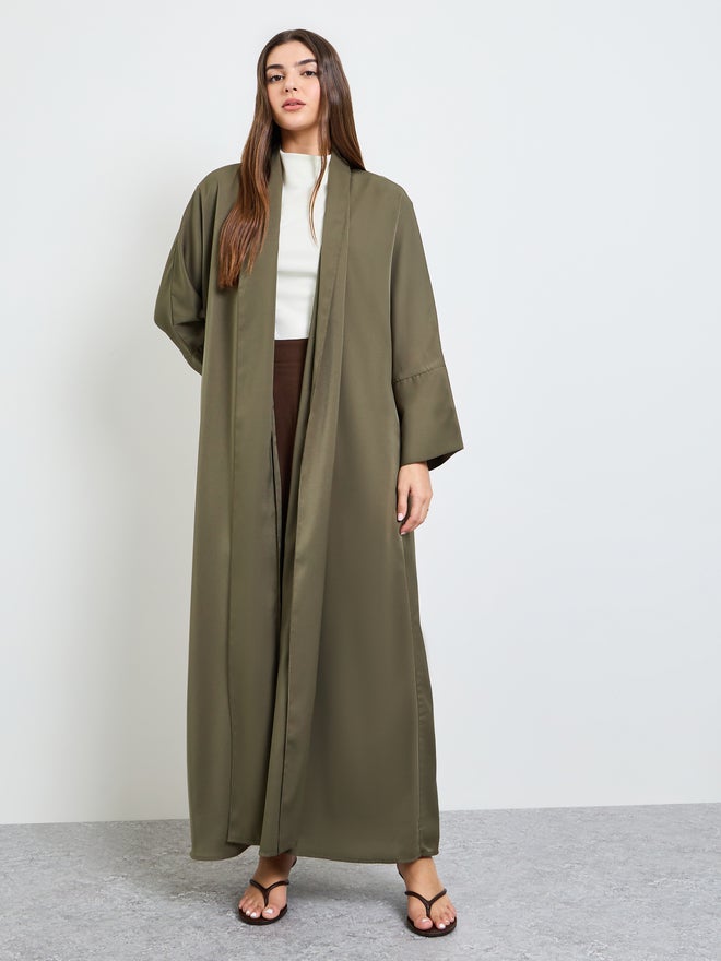 Styli Olive Front Open Abaya - Image 3