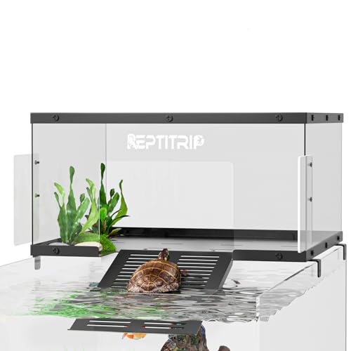 REPTITRIP Turtle Basking Platform & Dock - Stainless Steel Turtle Ramp, Non-Slip Surface - Fits 18-20 Inchs Wide Aquariums - Image 1