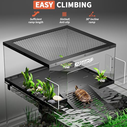 REPTITRIP Turtle Basking Platform & Dock - Stainless Steel Turtle Ramp, Non-Slip Surface - Fits 18-20 Inchs Wide Aquariums - Image 5