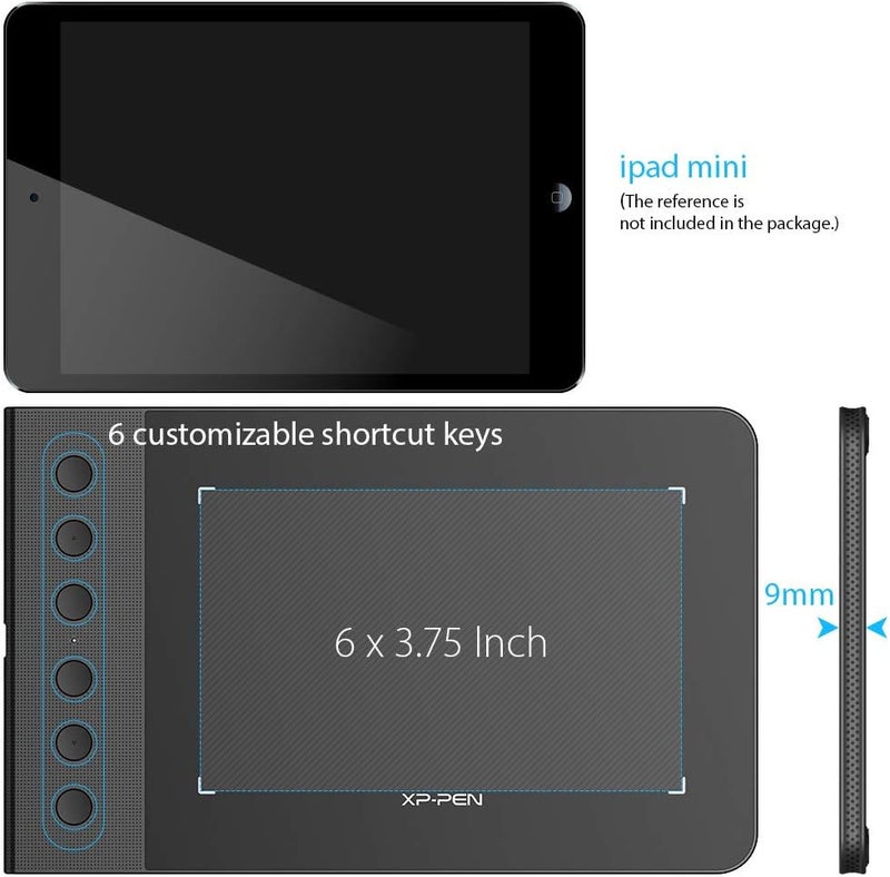 XPPen XP-PEN G640S Drawing Tablet Graphic Pen Tablet for OSU! 8192 Levels Pressure Digital Tablet with 6 Shortcut Keys and Battery-Free Stylus (6x3.75 Inch) - Image 3