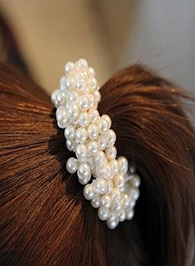 Fairytale Elegant Pearl Hair Tie,Faux Pearl Cluster, Elastic Band Hair Accessory for Women, Classic Ponytail Holder - Image 3