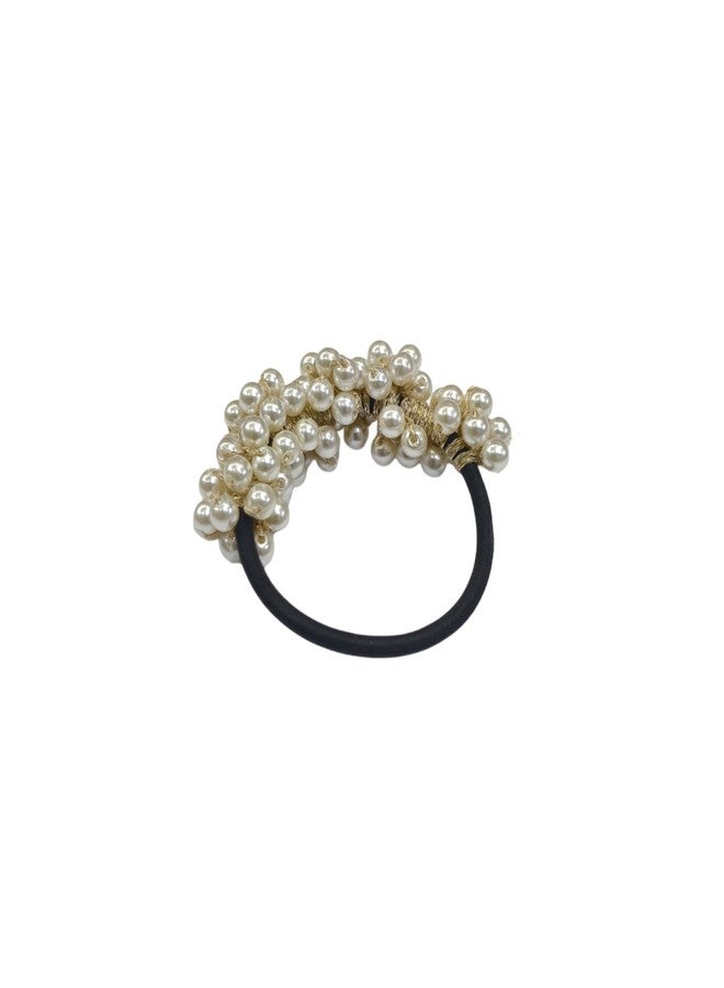 Fairytale Elegant Pearl Hair Tie,Faux Pearl Cluster, Elastic Band Hair Accessory for Women, Classic Ponytail Holder - Image 2