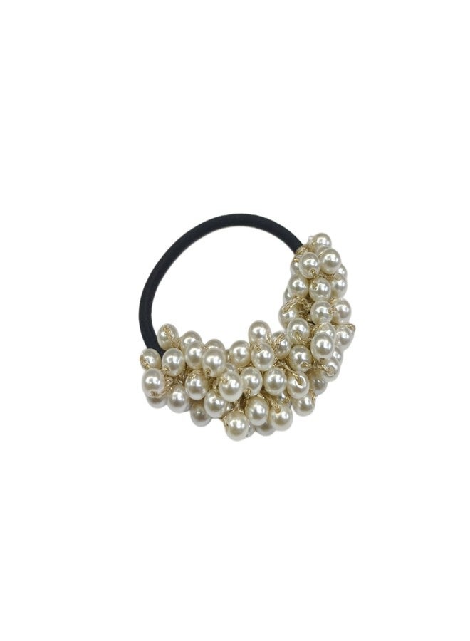 Fairytale Elegant Pearl Hair Tie,Faux Pearl Cluster, Elastic Band Hair Accessory for Women, Classic Ponytail Holder - Image 1