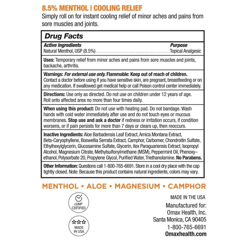 OMAX CryoFreeze Menthol Roll On, Arthritis, Back, Muscle & Joint Made in USA (3 fl oz) - Image 4