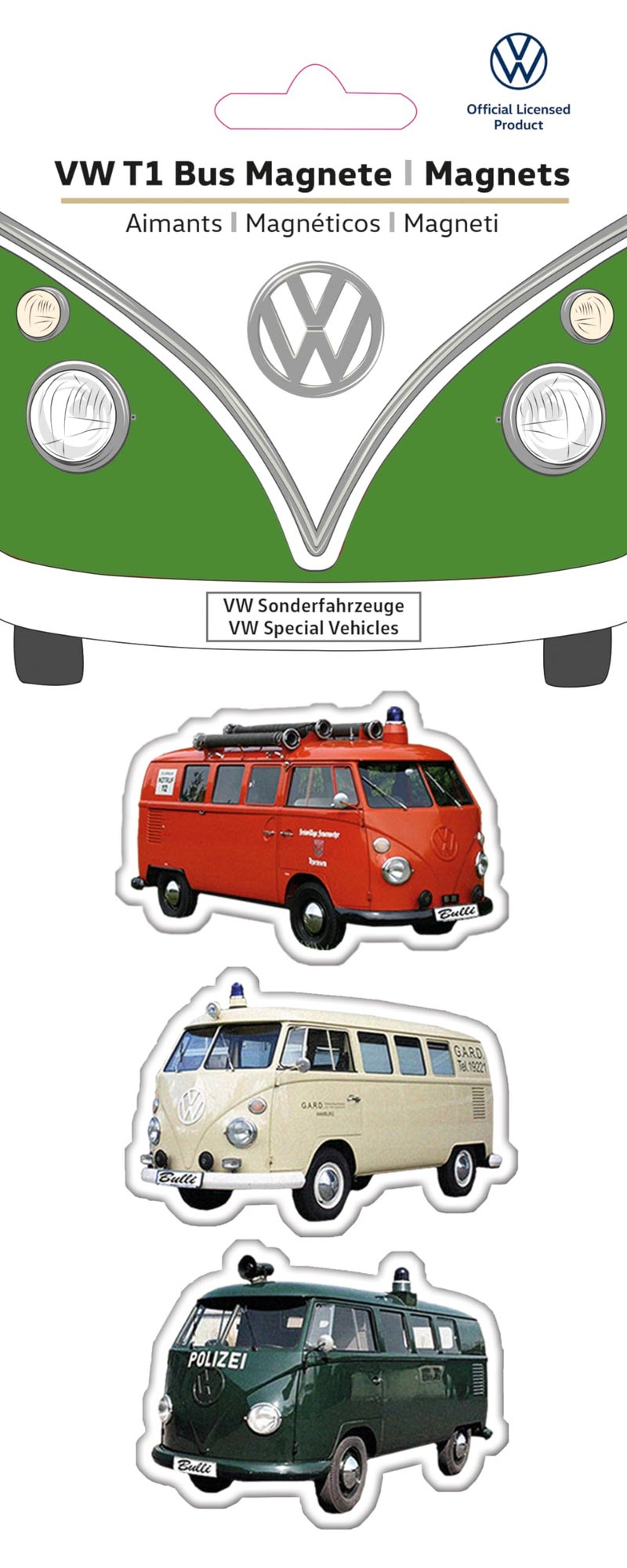 BRISA VW Collection Volkswagen Refrigerator Office Pinboard Magnets with T1 Bus Motifs 3Piece SetSpecial VehiclesMulticolor