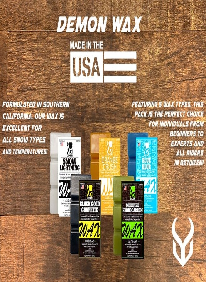 Demon United All Season Ski & Snowboard Speed Wax Kit, 133 Grams of each Univeral Blend Premium Snowboard Wax, 1.4 Lbs of Total Ski and Snowboard Wax Made in USA - Image 3