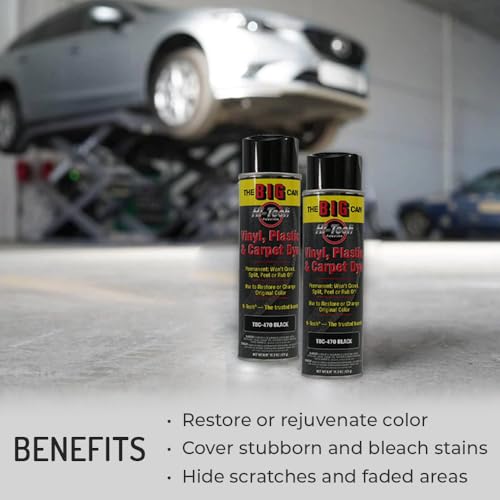 HI-TECH Big Can Vinyl, Plastic, Fabric and Carpet Spray Dye, Black, 15oz | Permanent Color Restorer for Carpet and Upholstery | Won't Crack, Split, Peel, or Rub Off - Image 4