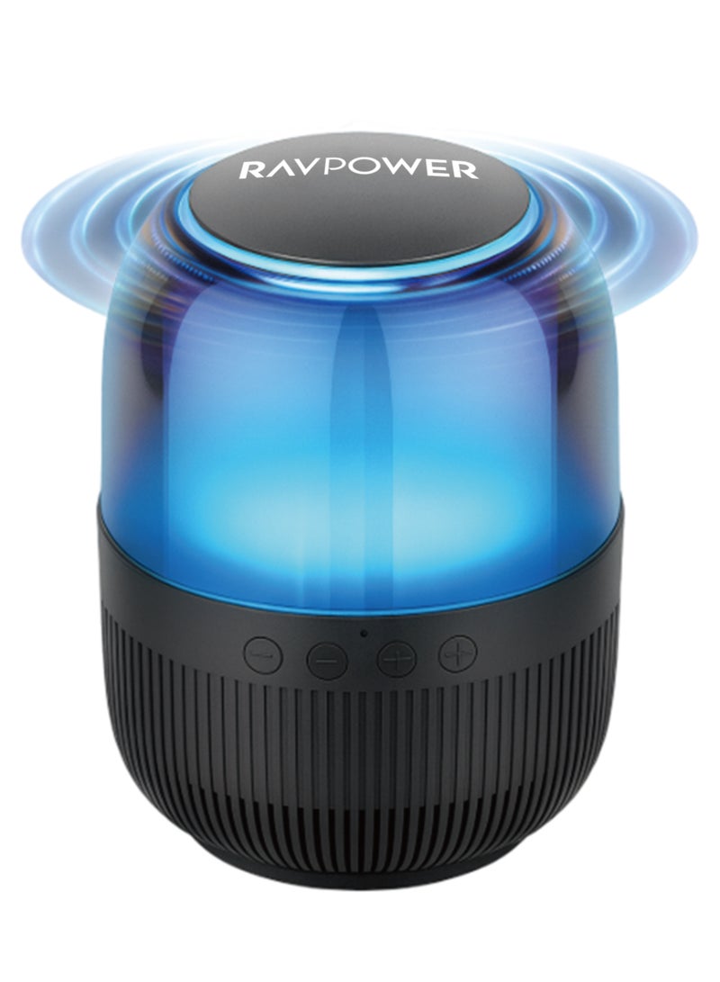 RAVPOWER RGB Bluetooth Speaker 12H Battery Stereo Sound Portable Wireless Speaker IPX4 Waterproof Party Outdoor Speaker Black RP-SK006 Black - Image 2