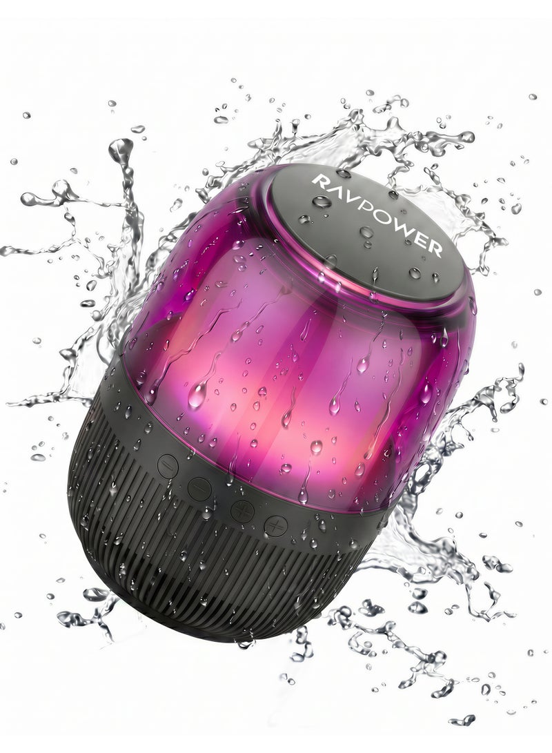 RAVPOWER RGB Bluetooth Speaker 12H Battery Stereo Sound Portable Wireless Speaker IPX4 Waterproof Party Outdoor Speaker Black RP-SK006 Black - Image 3