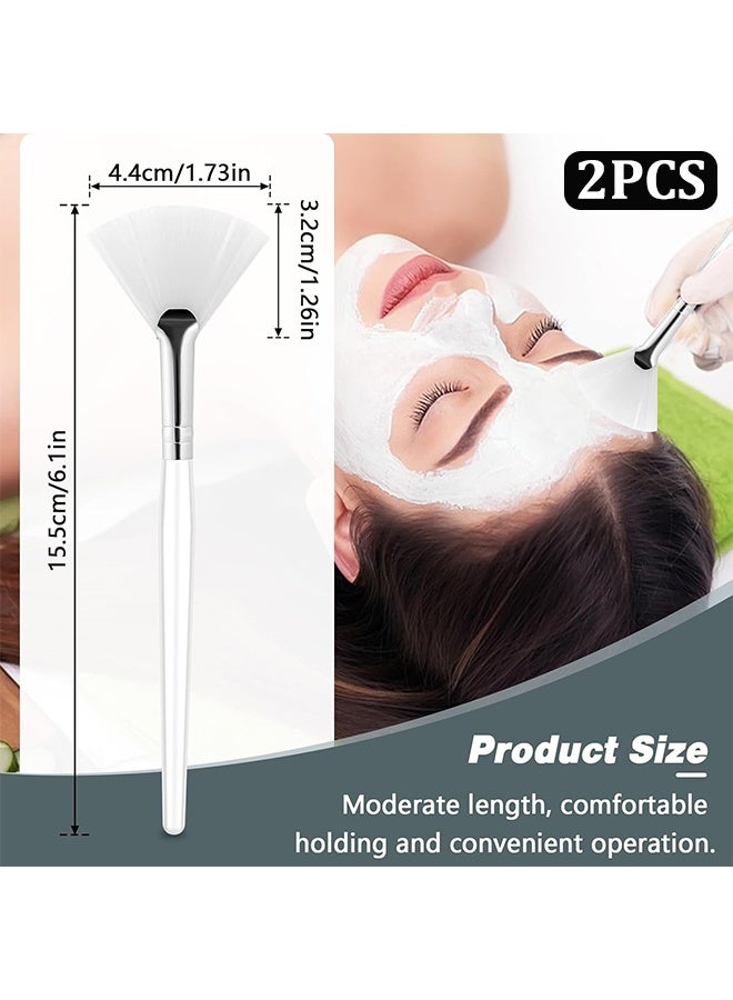 2PCS Face Mask Brush Soft Facial Fan Brush & Acid Applicator for Peel, Sleeping & Mud Mask, Makeup Cosmetic Applying Tools - Image 2