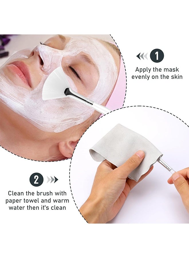 2PCS Face Mask Brush Soft Facial Fan Brush & Acid Applicator for Peel, Sleeping & Mud Mask, Makeup Cosmetic Applying Tools - Image 4