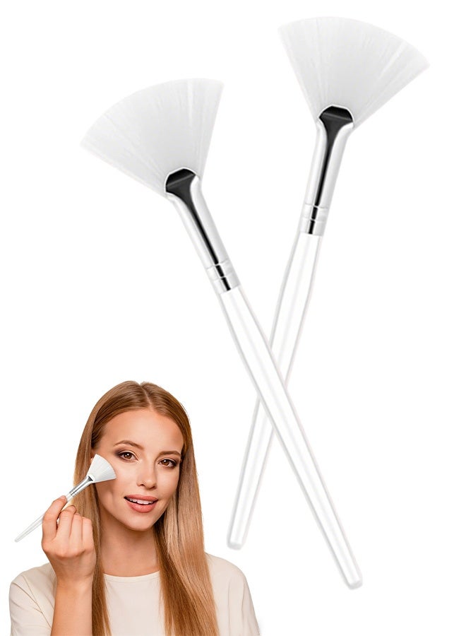 2PCS Face Mask Brush Soft Facial Fan Brush & Acid Applicator for Peel, Sleeping & Mud Mask, Makeup Cosmetic Applying Tools - Image 1