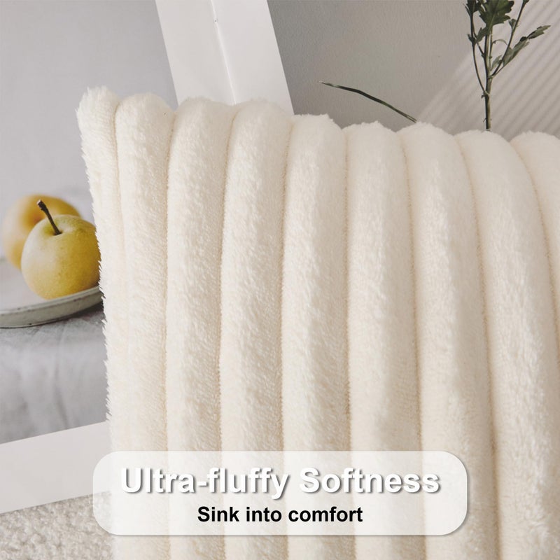 UGS UGASA UGASA Lumbar Throw Pillow Cover 12x24 Inch Set of 1 Super Soft Faux Fur Decorative Pillow Case Plush Flannel Texture Accent Rectangle Pillowcase for Sofa Couch Living Room Chair, Cream White - Image 2