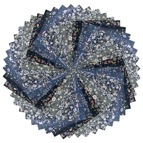 LENAILIN 50pcs 5 x 5 inches Multicolor Cotton Fabric Bundle Squares for Quilting Sewing, Precut Fabric Squares for Craft,Grey - Image 1