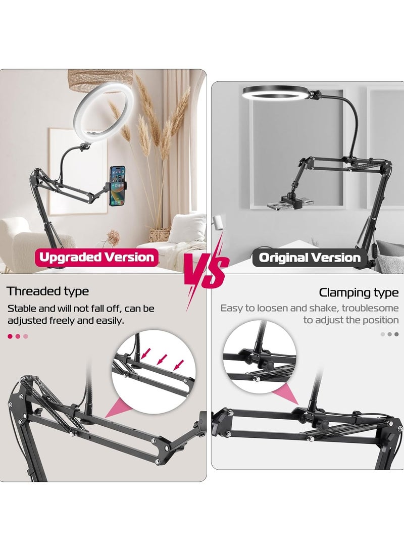 【Upgraded】 Recording Phone Holder, Overhead Phone Holder with Ring Light, iPhone Adjustable Desktop Armrest Holder - Image 4