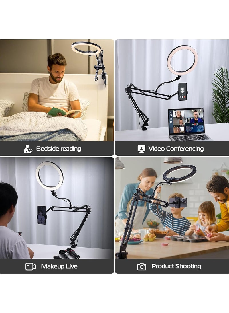 【Upgraded】 Recording Phone Holder, Overhead Phone Holder with Ring Light, iPhone Adjustable Desktop Armrest Holder - Image 5