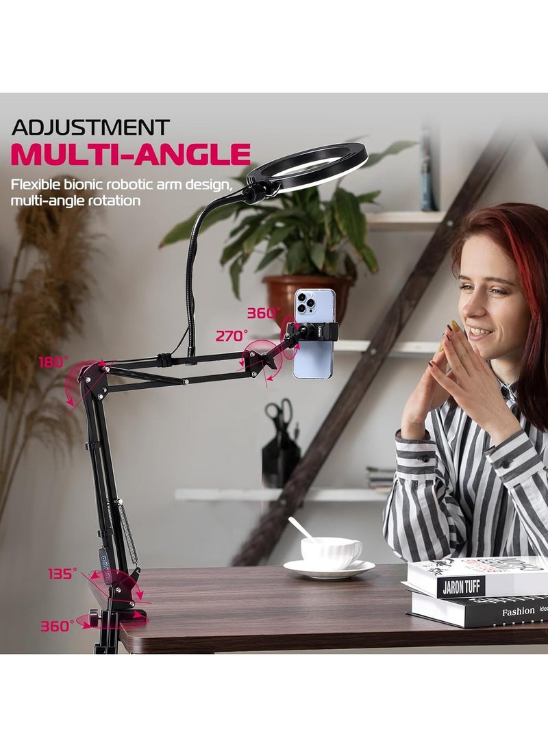 【Upgraded】 Recording Phone Holder, Overhead Phone Holder with Ring Light, iPhone Adjustable Desktop Armrest Holder - Image 3