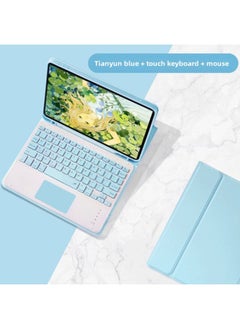 Generic For IPad For Iphone 13 Bluetooth Keyboard Protective Case 2025air7 Leather Case Pro11 Mouse Mini6-Color:Sky Cloud Blue + Bluetooth Keyboard (Upgrade Touch)-Product Type:iPad 10.2 Inches (7/8/9 Generation Universal)  - Image 1
