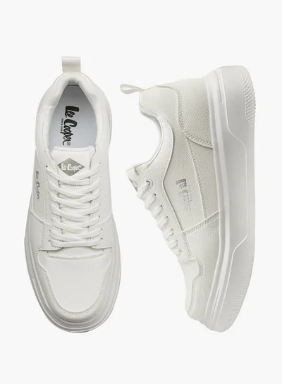 Lee Cooper Men's Solid Lace-Up Sneakers with Pull Tabs
