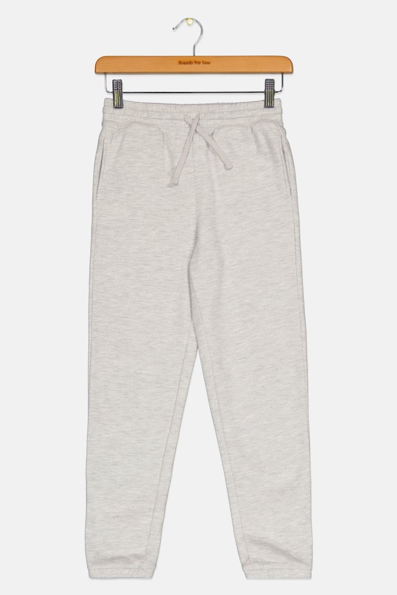 Rumi + Ryder Kids Boy Solid Drawstring Jogger Pants, Light Grey - Image 1