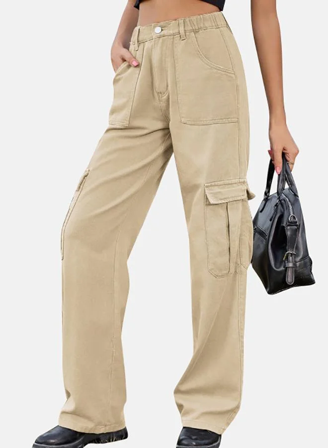 يونيكي Beige Denim Cargo Pants