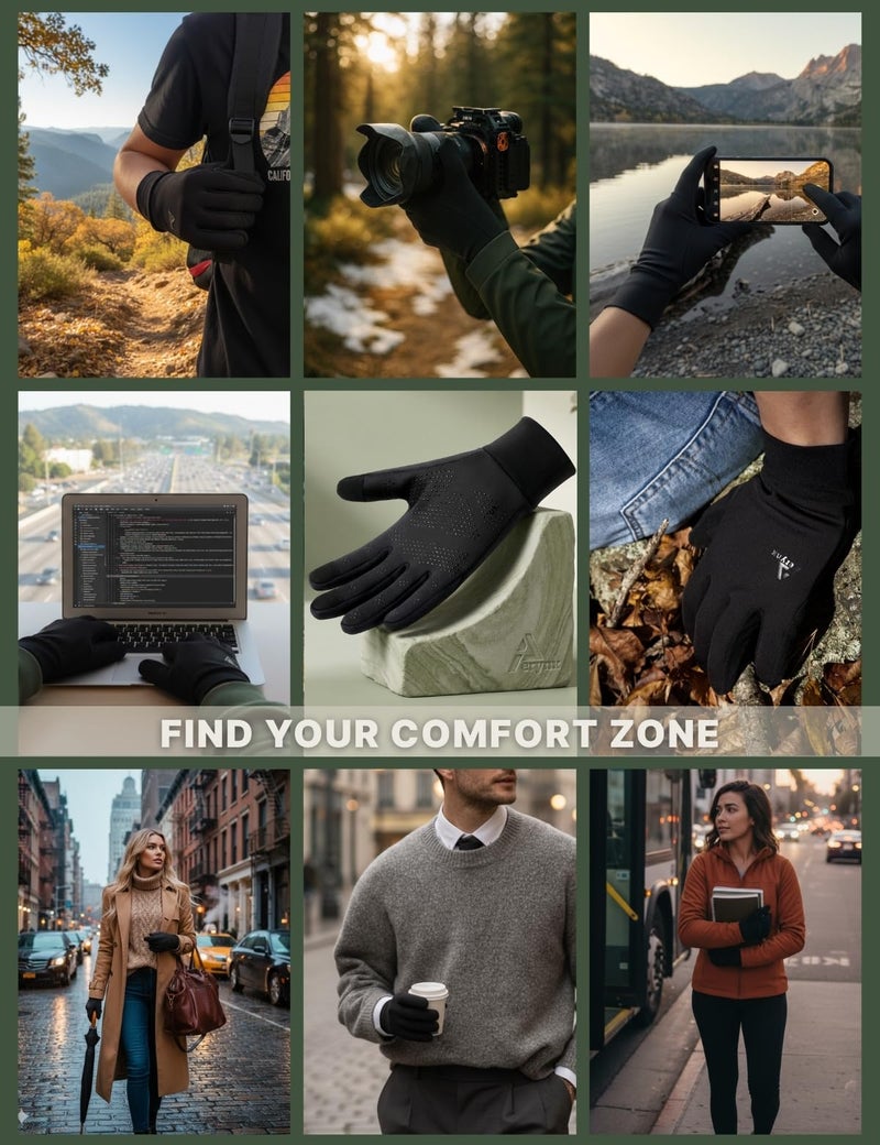Aerynx Lightweight Running Winter Gloves, Touch Screen Warm Gloves Liners for Cycling Biking Sporting Driving for Men Women X1 - Image 5