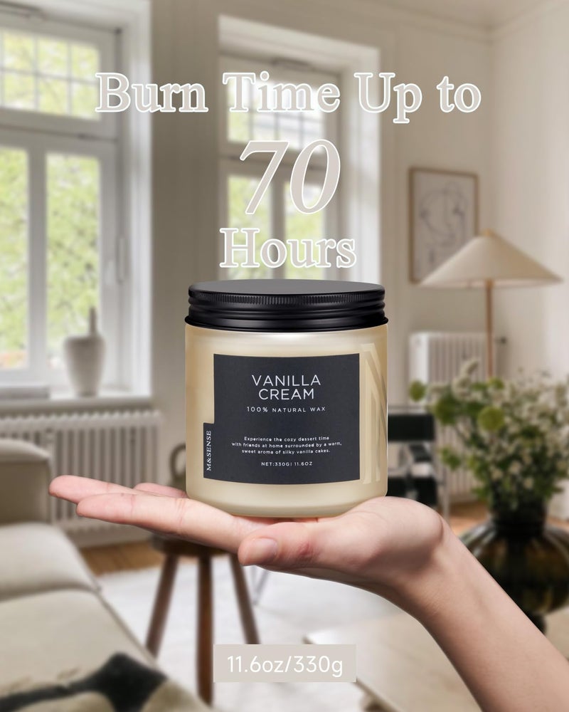M&SENSE Vanilla Soy Candles, Medium 2 Wick 11.6oz 70 Hours Burning Time, All Natural Organic Soy Wax, Relaxing Aromatherapy Scented Candle, Housewarming Gift for Women and Men - Image 4