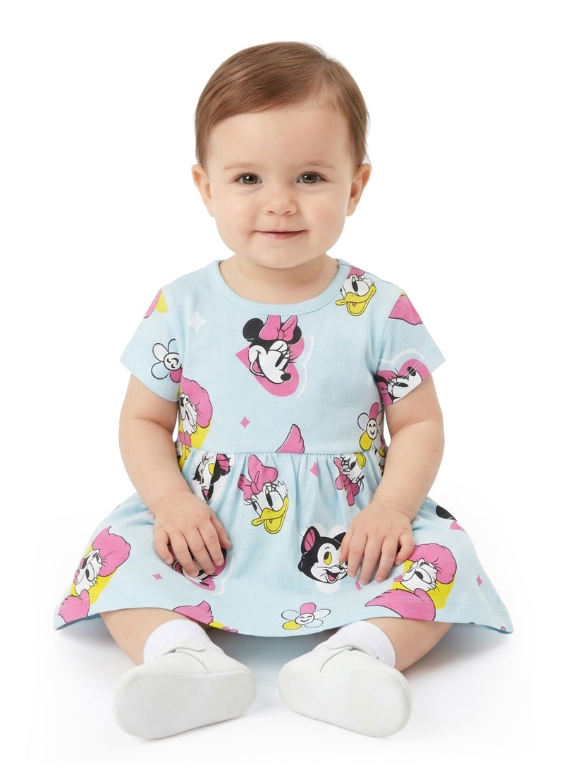 Disney Baby Girls Minnie Mouse Print Cotton Dress - Image 1
