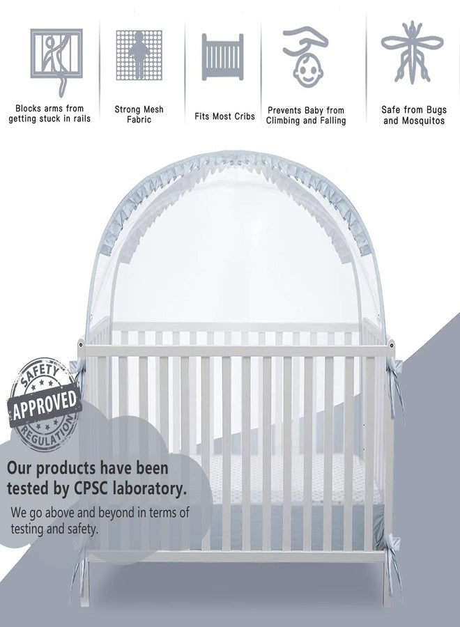 L RUNNZER Crib Tent Crib Net to Keep Baby in, Pop Up Crib Tent Canopy Keep Baby from Climbing Out (55.2" L x 27.6" W x 51.6" H) - Image 2