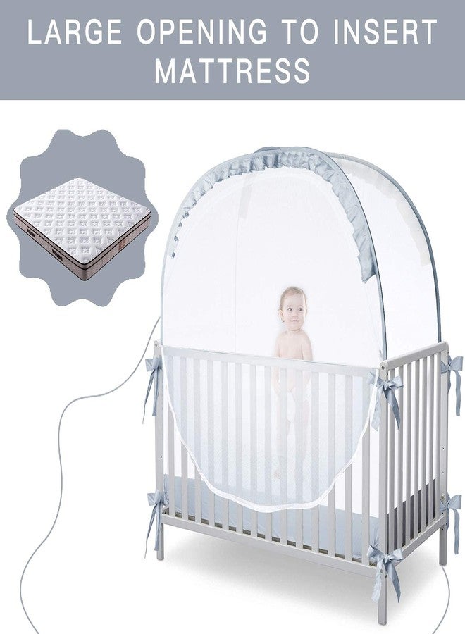 L RUNNZER Crib Tent Crib Net to Keep Baby in, Pop Up Crib Tent Canopy Keep Baby from Climbing Out (55.2" L x 27.6" W x 51.6" H) - Image 3