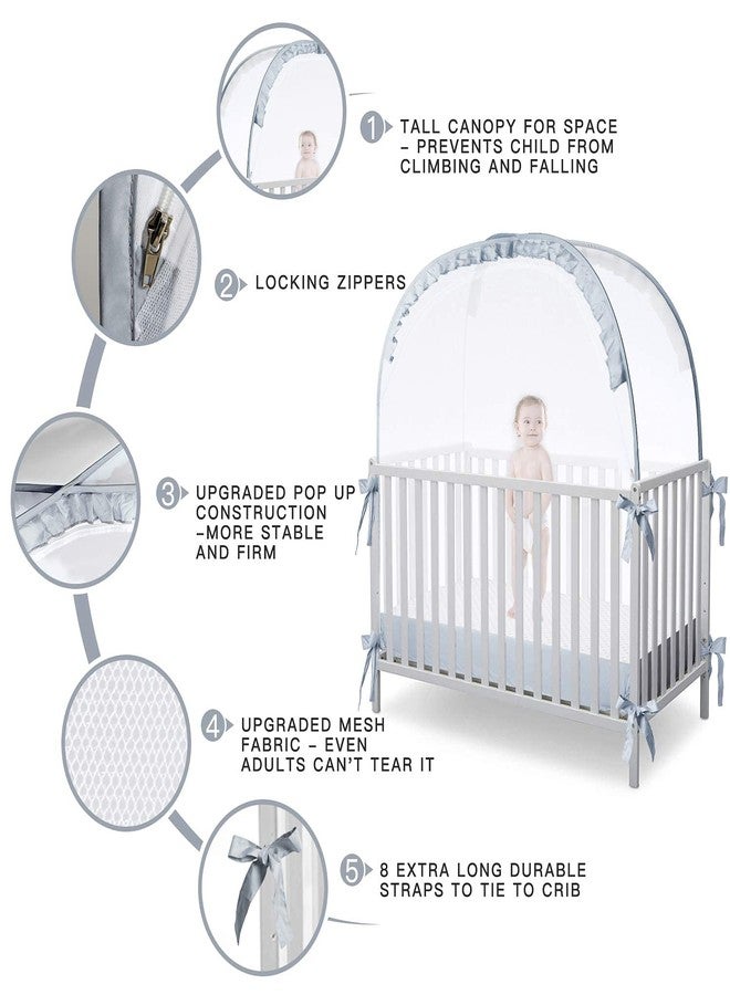 L RUNNZER Crib Tent Crib Net to Keep Baby in, Pop Up Crib Tent Canopy Keep Baby from Climbing Out (55.2" L x 27.6" W x 51.6" H) - Image 4