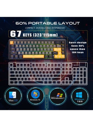 لوحة مفاتيح ألعاب ميكانيكية مغناطيسية 60% GAMEON VOLT GOMGK68-RS RGB – تخطيط مدمج 67 مفتاحًا، مفاتيح **Outemu Pink Hall-Effect**، قابلة للتبديل الساخن، برنامج مخصص، اتصال سلكي USB-C - view 2