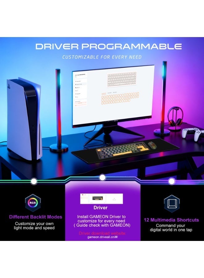 جايم أون لوحة مفاتيح ألعاب ميكانيكية مغناطيسية 60% GAMEON VOLT GOMGK68-RS RGB – تخطيط مدمج 67 مفتاحًا، مفاتيح **Outemu Pink Hall-Effect**، قابلة للتبديل الساخن، برنامج مخصص، اتصال سلكي USB-C - Image 3