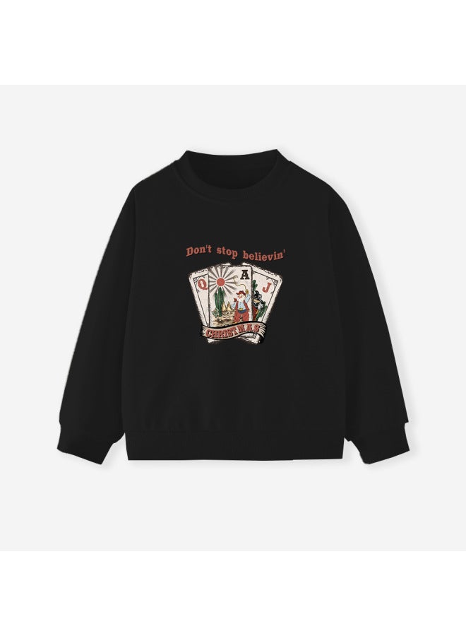 Little Bitty New Autumn Style Children's Long Sleeved Sweatshirt, Christmas Printed Children's Knitted Top - Image 1
