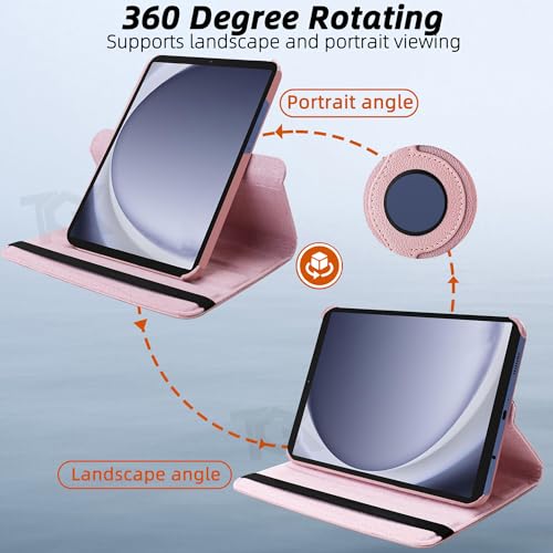 TGK Rotating Cover for Samsung Galaxy Tab A9 8.7 inch 360 Degree Leather Flip Case (Rose Gold) - Image 4