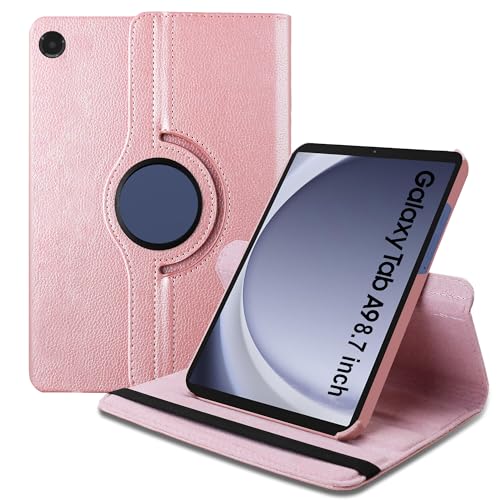 TGK Rotating Cover for Samsung Galaxy Tab A9 8.7 inch 360 Degree Leather Flip Case (Rose Gold) - Image 1