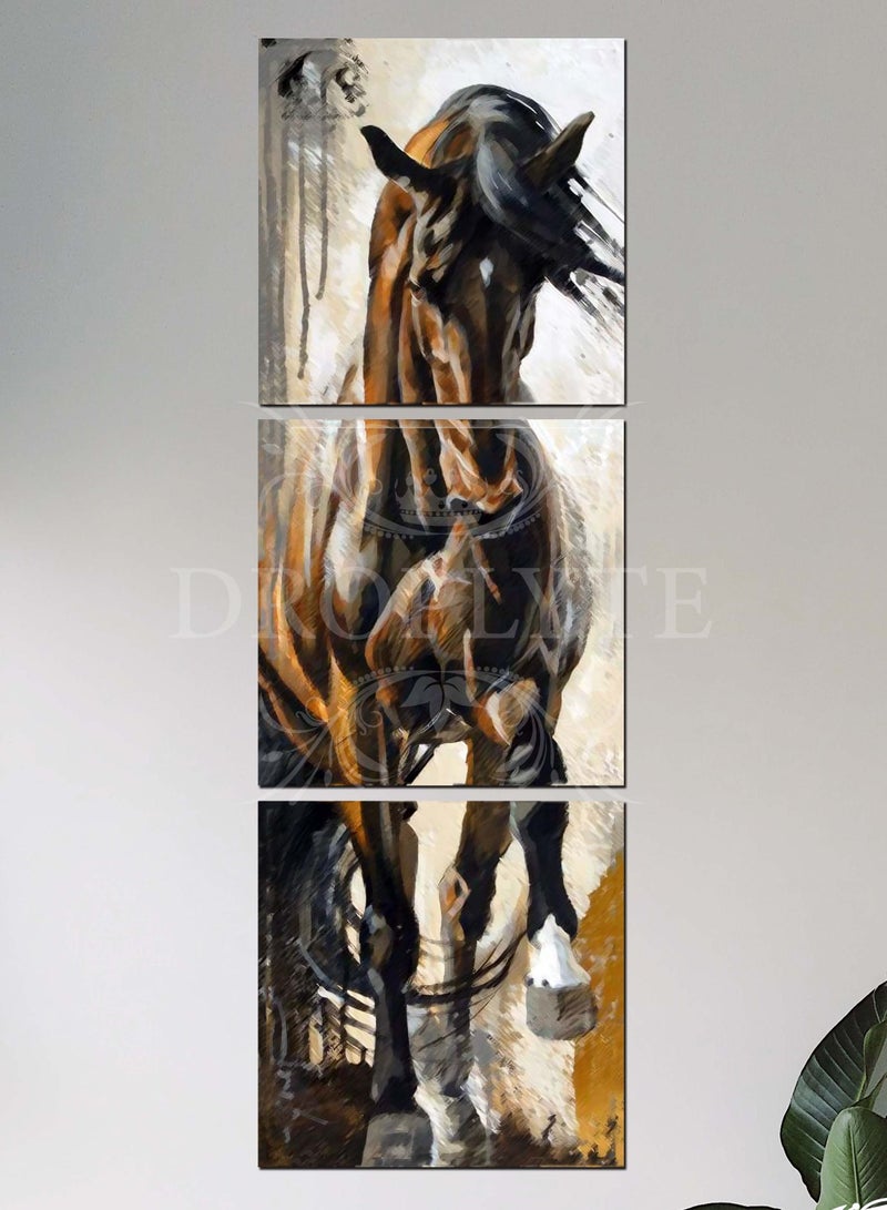 Droplyte 3 Pieces Beautiful Horse Wall Art MDF Home Decor 50CM X 150CM - Image 1