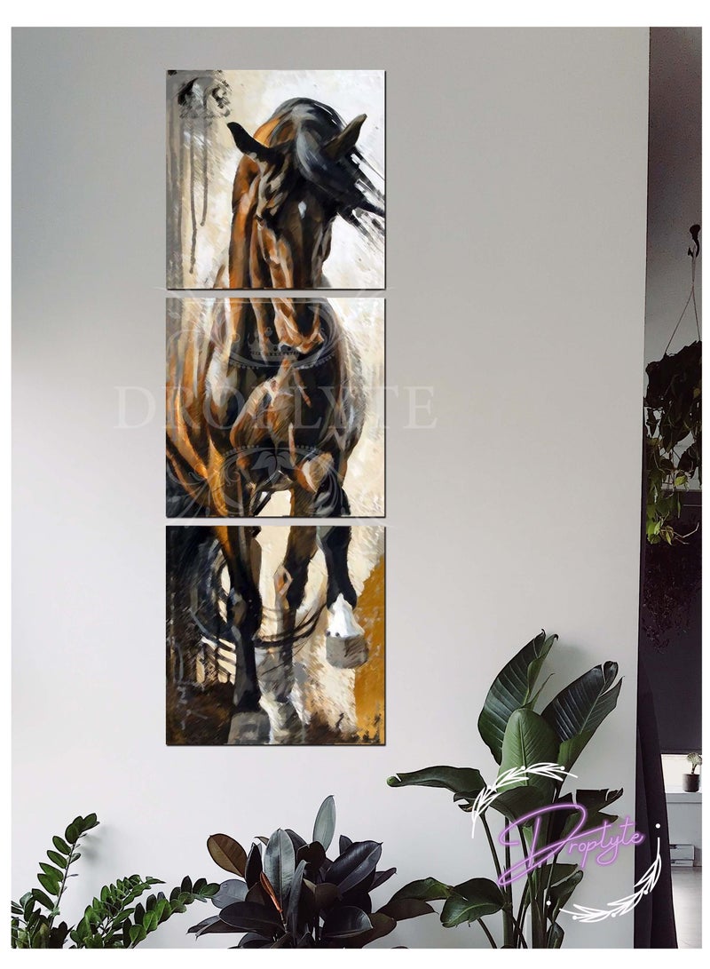 Droplyte 3 Pieces Beautiful Horse Wall Art MDF Home Decor 50CM X 150CM - Image 2