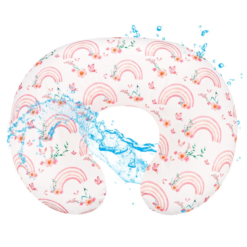 Hooyax Baby Waterproof Nursing Pillow Cover Stretchy Nursing Covers for Breastfeeding Pillows Adorable Infant Feeding Pillow Slipcover for Baby Boy and Girls Rainbow - Image 3