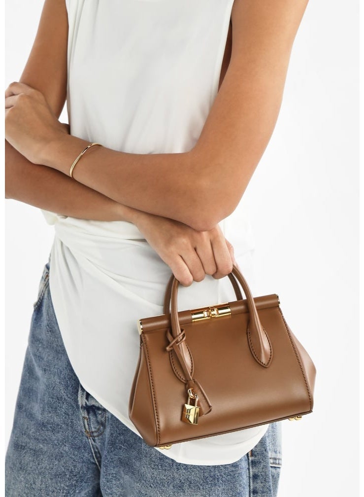 D&G 'Marlene Mini' top handle bag in Brown leather - Image 2