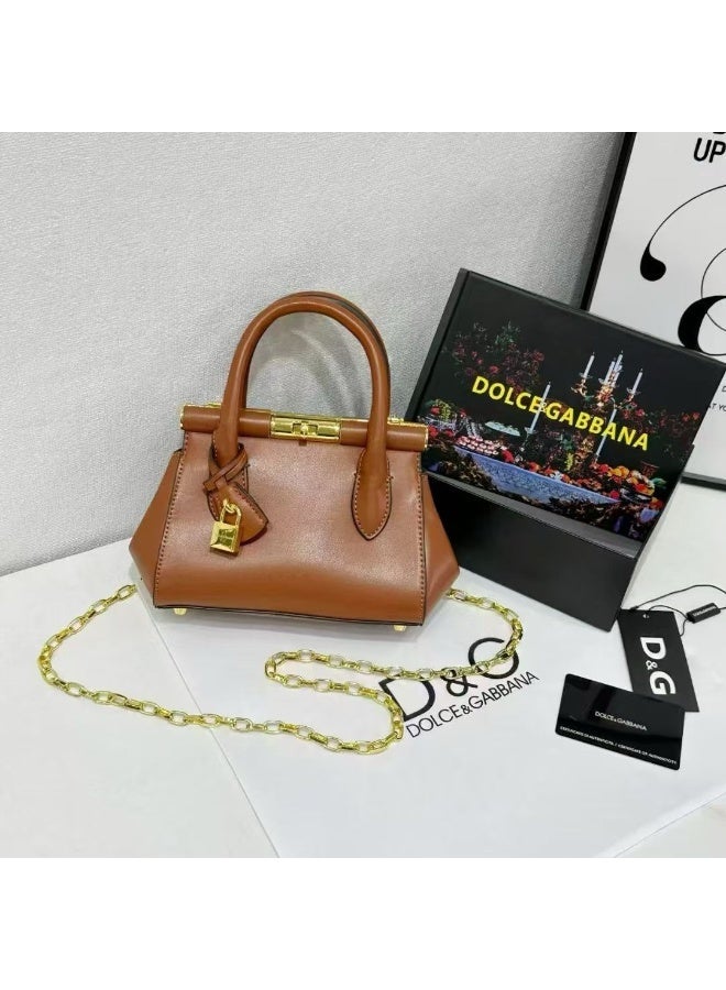 D&G 'Marlene Mini' top handle bag in Brown leather - Image 1