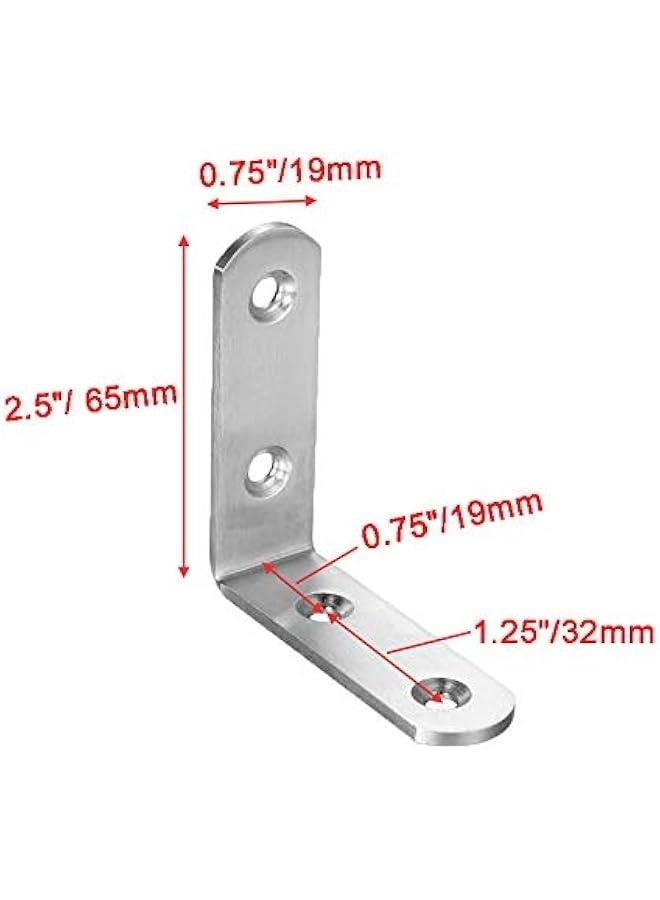 6PCS Heavy Duty Stainless Steel Corner Braces L Brackets 2.5x2.5, 90 Degree Joint Right Angle L Shape Bracket for Furniture Wood Cabinets Shelf,Package Include Screws  - Image 3