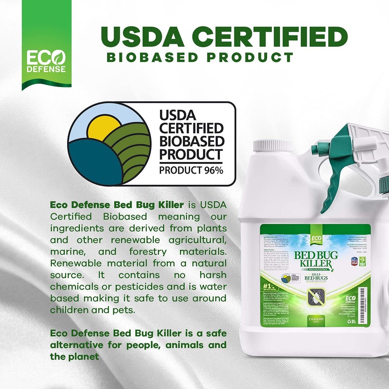 Eco Defense Bed Bug Killer - USDA Biobased, Bed Bug Spray & Dust Mite Spray - Natural Repellent Treatment - 1 Gallon - Image 2