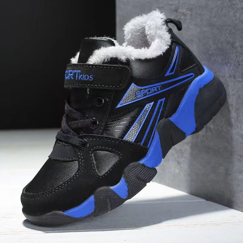 Boys' Warm Casual Sneakers – Lightweight Velcro Shoes for Primary School Students - Image 1