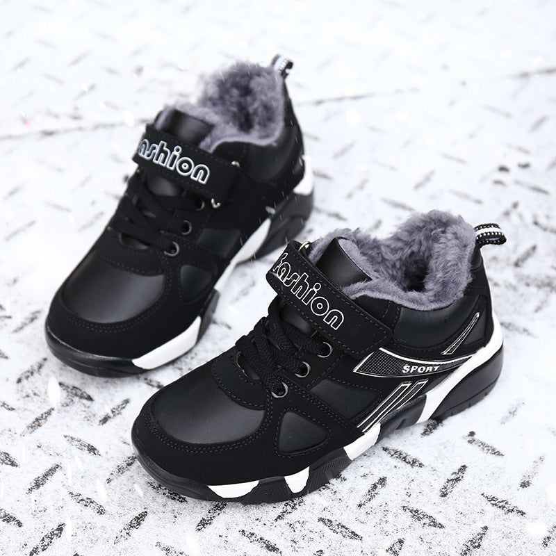 Boys' Warm Casual Sneakers – Lightweight Velcro Shoes for Primary School Students - Image 2