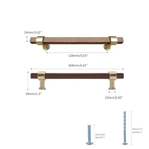 Evionlin 10 Pack 5 Inch Hole Center Walnut Wooden Drawer Pulls Beech Wood Drawer Handles Wood Hardware for Cabinets Dressers Wood Cabinet knobs Wooden knobs for cabinets and Drawers - Image 3